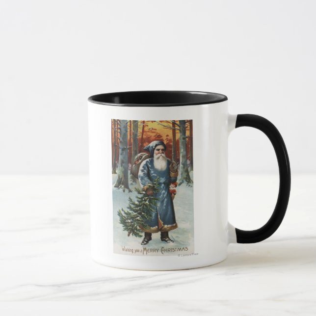 Caneca Saudação de NatalPapai Noel de Azul (Direita)