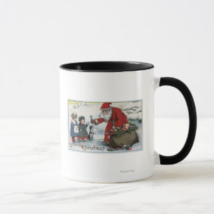 Caneca Saudação de NatalPapai Noel e Crianças