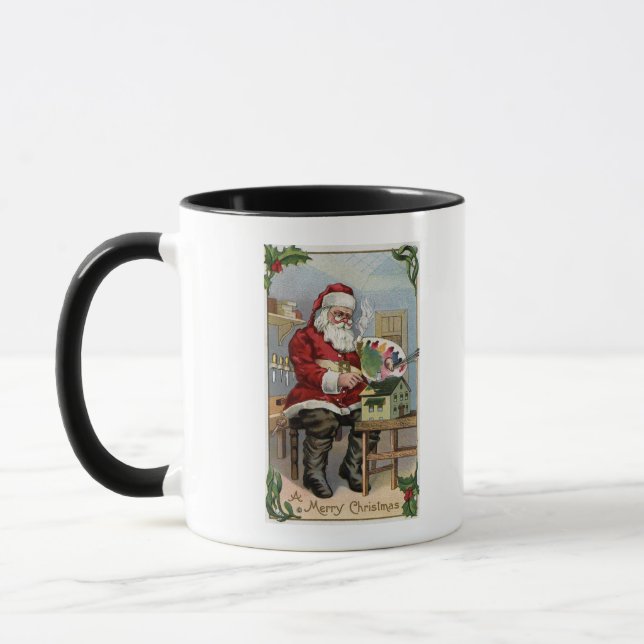 Caneca Saudação de NatalPintura de Papai Noel (Esquerda)