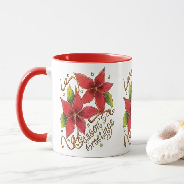 Caneca Saudações da encantadora temporada de Natal com po (Com Donut)