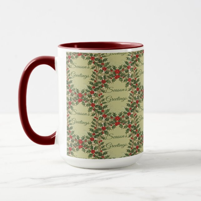 Caneca Saudações da Temporada Decorativas com Folhas de A (Esquerda)