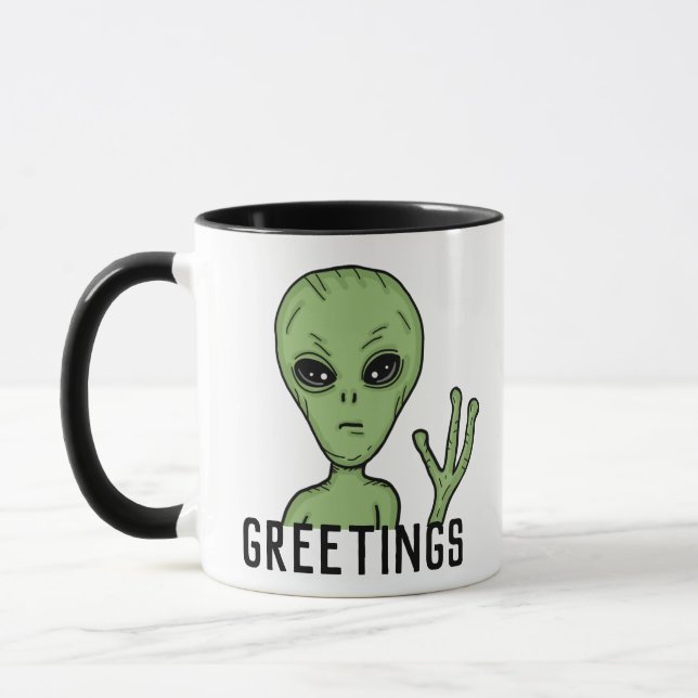 Caneca Saudações de alienígena e OVNI (Esquerda)