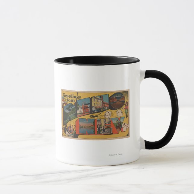Caneca Saudações de Reno, Nevada, Reno, NV (Direita)