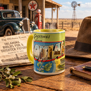 Caneca Saudações Vintage de Oklahoma Viagem
