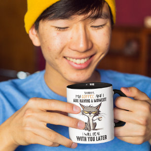 Caneca Saúde Mental Simulada por Piadas de Cat