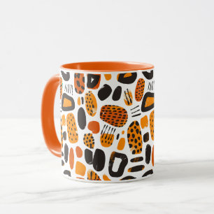 Caneca "Savanna Pop: Tribal Vibes em Laranja e Negro"