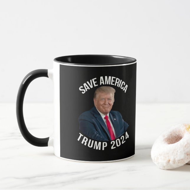 Caneca Save America Trump 2024 Presidente Donald J. Trump (Com Donut)