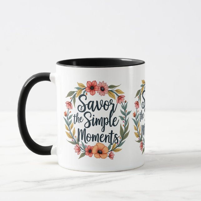 Caneca Savor the Simple Moments Boho Floral Cote (Esquerda)