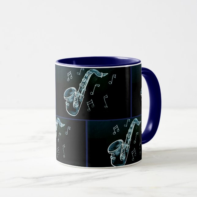 Caneca Saxofone E Notas De Música (Frente Esquerda)