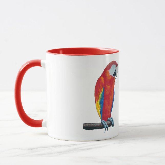 Caneca Scarlet Macaw Willife Red Ringer Coffee Mug Cup (Esquerda)