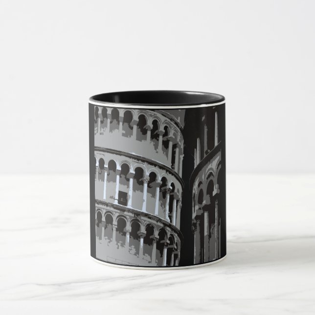 Caneca Schiefer Turm von Pisa in Italien Schwarz Weiß (Centro)