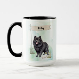 Caneca Schipperke Watercolor Personalized Dog
