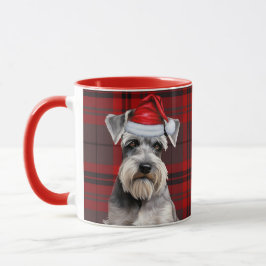 Caneca Schnauzer Dog Lover Holiday Red Plaid Christmas