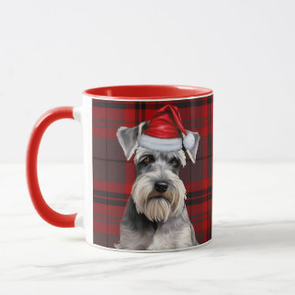 Caneca Schnauzer Dog Lover Holiday Red Plaid Christmas