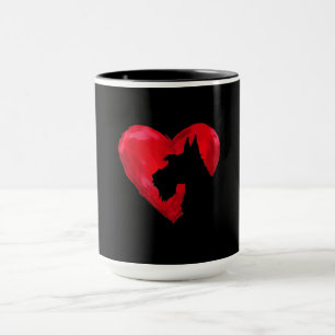 Caneca Schnauzer Heart Silhouette Dia de os namorados Dog