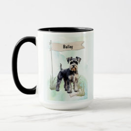 Caneca Schnauzer Watercolor Personalized Dog
