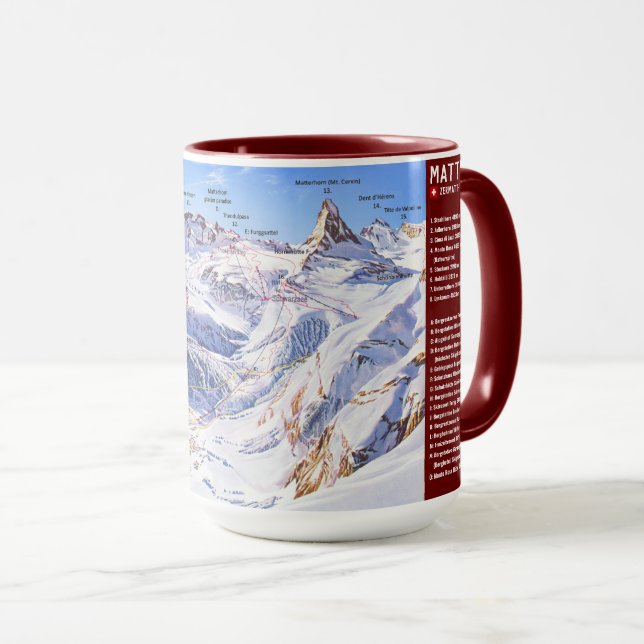Caneca "Schweiz: 2021/heute - Zermatt/Matterhorn Panorma (Frente Esquerda)