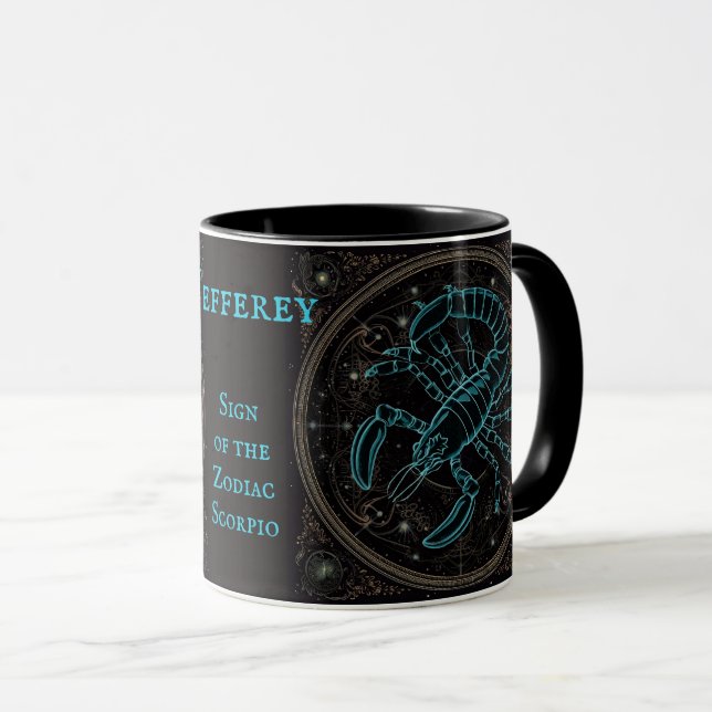 Caneca Scorpio Birthday Gift Add Name Black Coffee (Frente Esquerda)