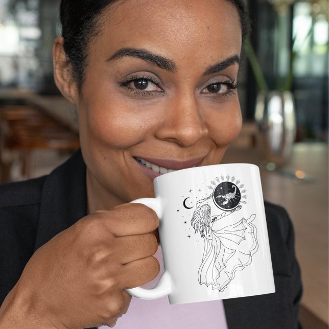 Caneca Scorpio Girl 15oz Black Rim Mug (Criador carregado)