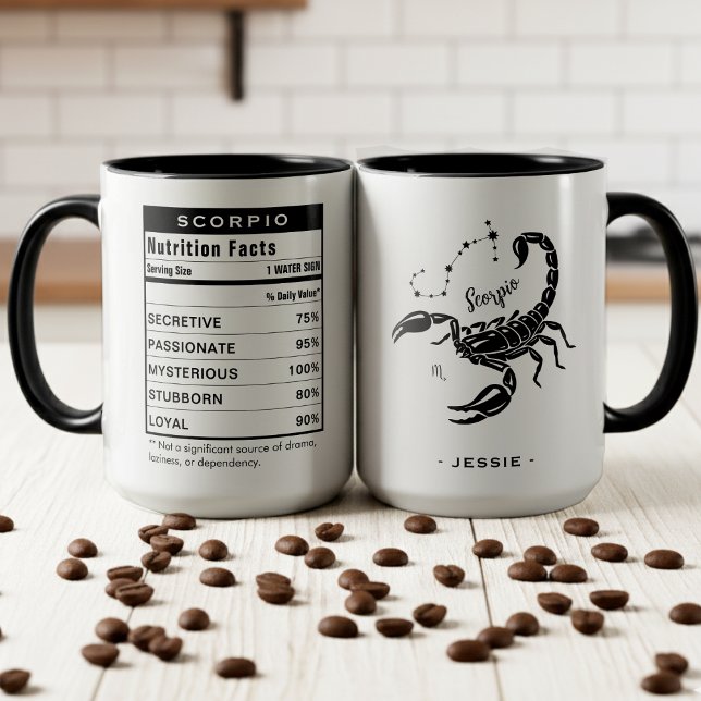Caneca Scorpio Zodiac Sign Astrology Nutrition Facts (Scorpio Zodiac Sign Astrology Nutrition Facts Mug)