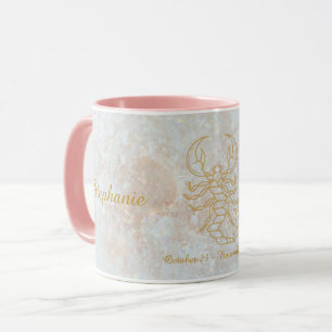 Caneca Scorpio Zodiac - Sinal Galáxia Monograma Glitter