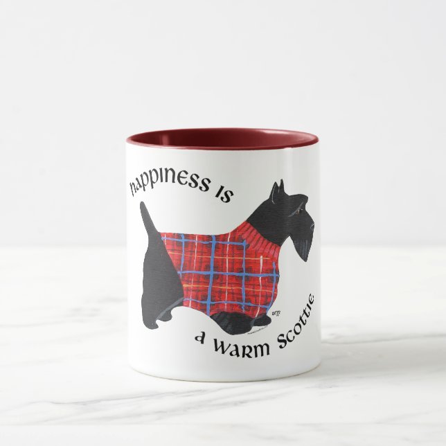Caneca Scottie com Suéter Xadrez Vermelho e Azul (Centro)