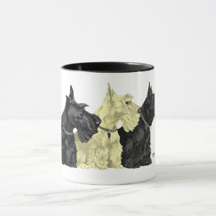 Caneca Scotties pretos e trigueiros