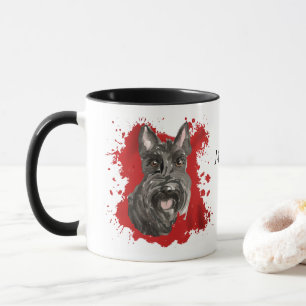 Caneca Scottish Terrier Dog Red Abstrato