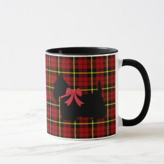 Caneca Scottish Terrier, Scotland dog, Brick red xadrez