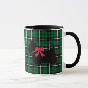 Caneca Scottish Terrier, Scotland dog, Kelly green xadrez