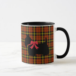 Caneca Scottish Terrier, Scotland dog, laranja xadrez