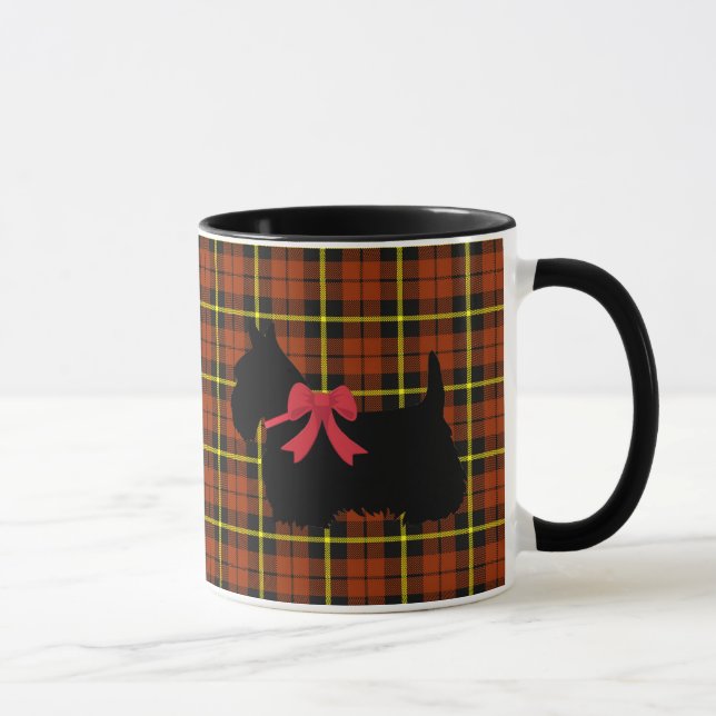 Caneca Scottish Terrier, Scotland dog, laranja xadrez (Direita)
