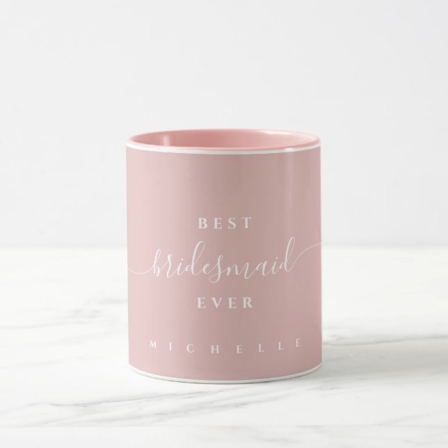 Caneca Script de Nome Personalizado Da Melhor Bridesmaid  (Centro)