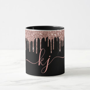 Caneca Script Elegante Rosa Dourado Glitter Drives 2 Mono
