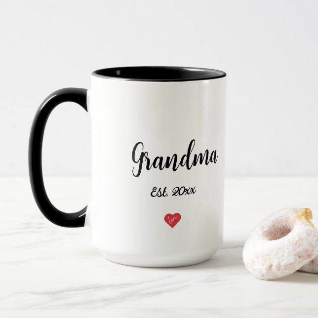 Caneca Script Moderno Avó Ano Coração 2 Tonificado (Com Donut)