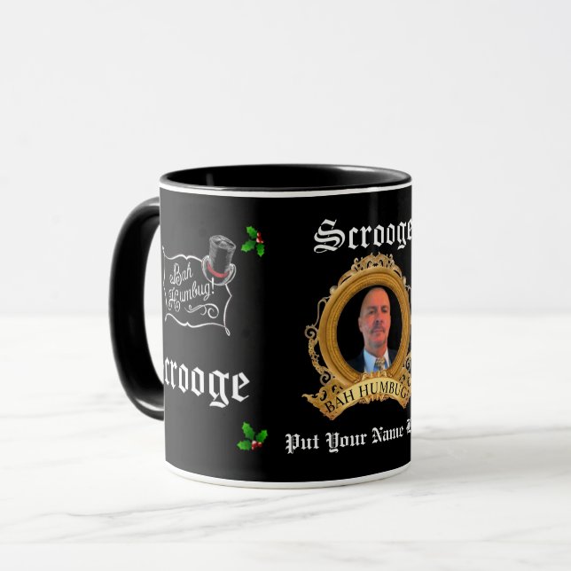 Caneca SCROOGE Imagem/Texto Antigo Natal Personalizado (Frente Esquerda)