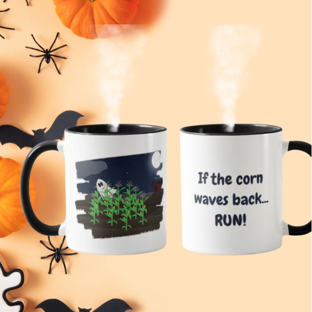 Caneca Se o Milho Acena de Volta Funny Halloween Fantasma (Criador carregado)