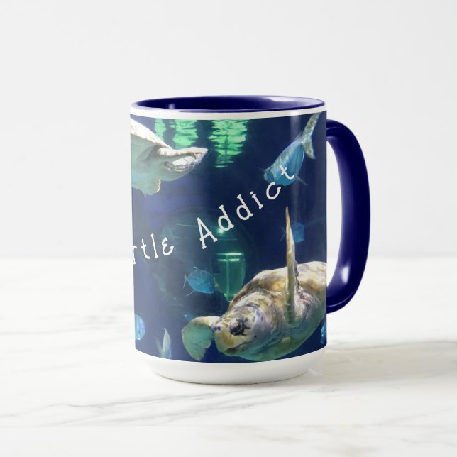 Caneca "Sea Turtle Addict" - 15 oz Mug PERSONALIZE A TI! (Frente Esquerda)