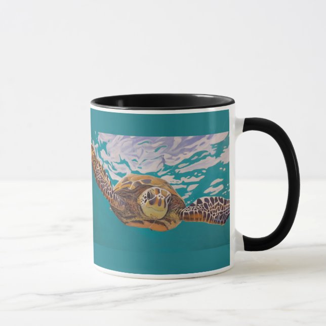 Caneca Sea turtle swimming in turquoise water (Direita)