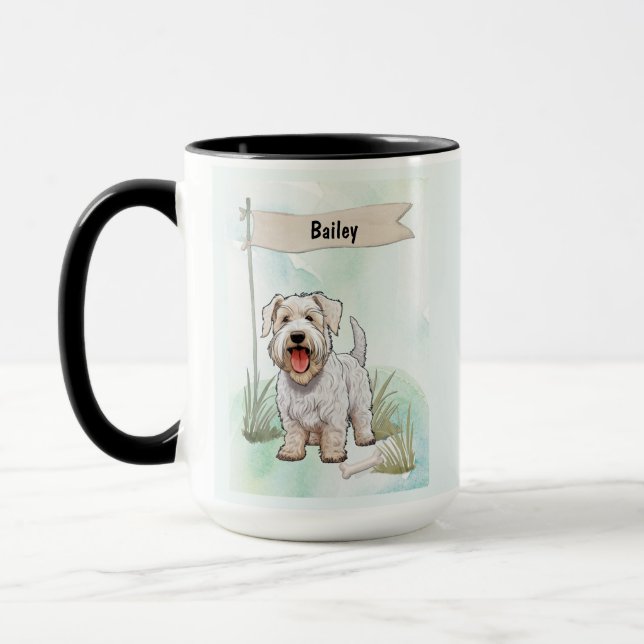 Caneca Sealyham Terrier Watercolor Personalized Dog (Esquerda)