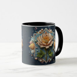 Caneca Seashell Rosa Mug Beachy Denim Pearl Design
