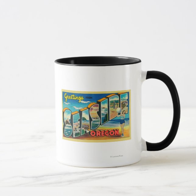 Caneca Seaside, Oregon - Cenas com Letras Grandes (Direita)