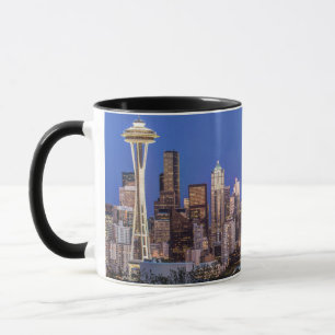 Caneca Seattle, Downtown e Mt. Rainier ao Crepúsculo