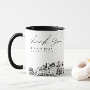 Caneca Seattle Sketch Simples Casamento Personalizado Cof