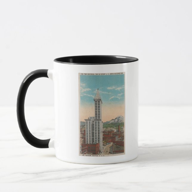 Caneca Seattle, WASmith Tower View & Mt. Rainier (Esquerda)