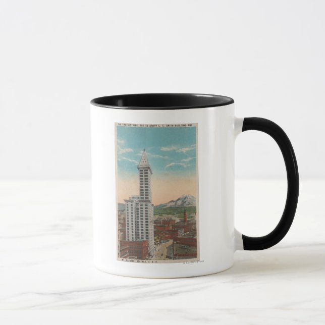 Caneca Seattle, WASmith Tower View & Mt. Rainier (Direita)