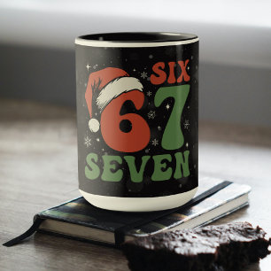 Caneca Seis Sete 67 Chapéu de Papai Noel Engraçado Natal