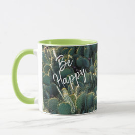 Caneca Seja feliz com cacto e nomes