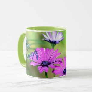 Caneca Seja Feliz com Flores e Nomes
