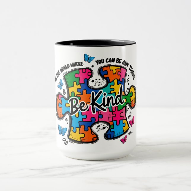 Caneca Seja Gentil/ Conscientização sobre Autismo (Centro)
